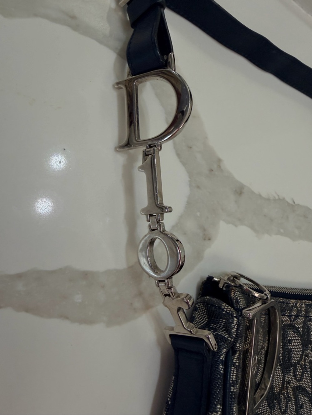 Christian Dior Diorissimo Monogram Shoulder Bag w/ D Charm | Authentic|Navy - Picture 4 of 7